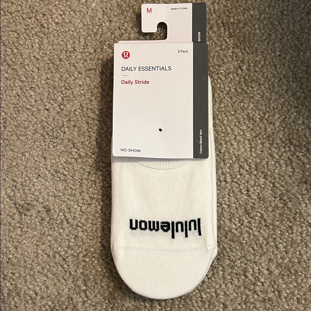 lululemon athletica Daily Essentials White No-Show Socks 3 pairs Medium